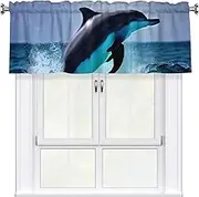 LHBWCVN Dolphin Valances for Windows, Rod Pocket Window Treatment Drapes Farmhouse Kitchen Curtains Short Blackout Window Curtains for Living Room Bedroom Decor 54x18 Inch