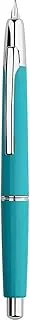 Majohn A2 Press Fountain Pen Extra Fine Nib with Box, Retractable Lake Blue Resin Ink Pen with Converter Writing Set (Silver Clip Version)