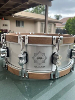 PDP Concept Select 3mm Aluminum 5x14 Snare Drum w/ Walnut hoops