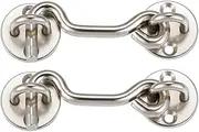 Raswik (2 Pack) 4" Privacy Hook and Eye Gate Latch Easy Lock for Sliding Barn Door, Satin Brushed Nickle