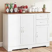 Giantex Buffet Sideboard Cabinet, Storage Shelf Cupboard Hallway Table w/Spacious Table Top, Adjustable Shelf, Modern Kitchen Buffet Server w/ 2 Door Cabinets, 2 Drawers & Extra Storage