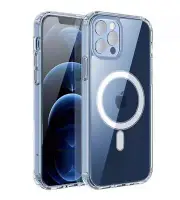 For iPhone 12 Clear Magnetic Case Shockproof Cover for Wireless Charge