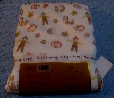 Dream Kids NY HARVEST FRIENDS Babys 1st Thanksgiving Soft Mink to Sherpa Blanket