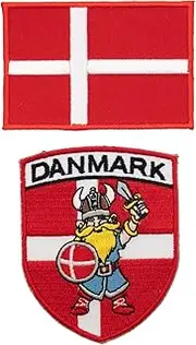 A-ONE Vikings Tactical Shield Patch+Denmark National Flag Morale Embroidery Patch, Patches for Decorate Uniform Battle Outfit Battle Cap Gloves Boonie Hat Army Cloth Jacket No.119C