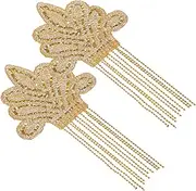 GLSTOY 2Pcs Rhinestone Fringe Iron Patches for Clothes DIY Bag Hat Decorations Delicate Coat Patches Shiny Rhinestone Tassel Trim for Fashion Accessories