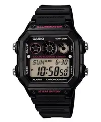 在飛比找Yahoo!奇摩拍賣優惠-CASIO 10年電力電子錶款.防水100米、世界時間、計時
