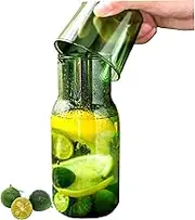 Bedside Water Carafe and Glass Set 500ml Clear Green Glass Bedside Water Decanter with Tumbler Glass Spout Decanter with Cup for Office Bedside Table Water Carafe Bedside Carafe Glass Carafe Glass Wa