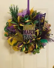 Stunning Happy Mardi Gras Wreath