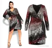 CITY CHIC NWT 16 Irresistible Women's Dresss Ruby Red sequin party cocktail