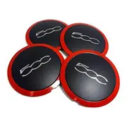 4Pcs 133mm Hubcap for 500 Wheel Centre Hub Caps Emblem Sticker 68078419AC 68078421AC 51884863 Red BlackRed