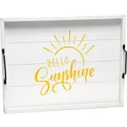 Elegant Designs "Hello Sunshine" 15" x 12" Serving Tray w/ Handles in White Wash