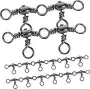 Anneome 20pcs Heavy Duty Sea Fishing Swivels Split Ring Fishing Accessories Wear Barrel Swivels Snap Hooks for Saltwater Anglers