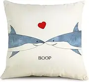 Ocean Animals Themed Shark Throw Pillow Cover, Boop Pillowcase, Funny Birthday Gift, Valentine's Day Decor for Home Bedroom Sofa Living Room, 18x18 Inch (8D328)