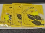 3 NJ Hand Tied Hi-Lo English Style Dbl. Spin/YELLOW Fluke/Summer Flounder Rigs