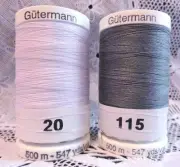 NEW White & Gray GUTERMANN 100% polyester sew-all thread 547 yards Spools