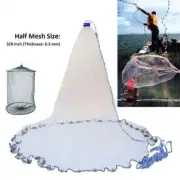 Fishing Cast Nets with Sinker 2.4m Radius Hand-Throwing Fishing Trap Nets