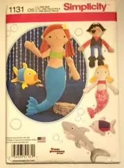 Simplicity 1131 Abby Glassenberg Stuffed Mermaid Shark Pirate Fish Pattern