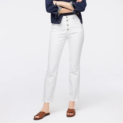 New J.CREW Size 34 10" Vintage Straight Jean in White with Button Fly $128