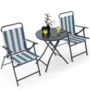 Costway 3pcs Patio Bistro Set Outdoor Conversation Settings Folding Dining Furniture Home Balcony Yard