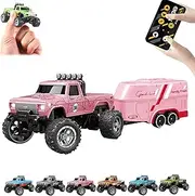 RipRush Mini Monster 1:64 Off-Road LED Alloy Racer, 2025 New 3-Speed Variable Speed Off-Road Vehicle with LED and Remote Control, Unleash Adventure, Build Skills (#B,Pink)