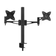 Brateck Dual Monitor Mount with Arm & Desk Clamp - Black VESA 75/100mm Up to 27"