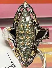 Michael Valitutti Gems En Vogue Apatite Sterling Silver Gold Ring Sz 9.25 Large