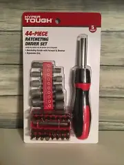 Hyper Tough 44 Piece Ratcheting Screwdriver Bits Set with Sockets Ergonomic Grip