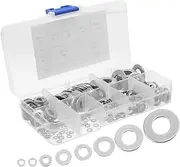 LIFKOME 360pcs Metal Gaskets Bolt Washer Flat Washer Kit Washer Assortment Kit Flat Washers Assortment Kit Flat Washer for Bolts Stainless Hardware Washer Stainless Steel Silver
