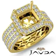 3Row Diamond Designer Engagement Princess Semi Mount Ring 14k Yellow Gold 1.45Ct