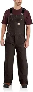 [CARHARTT] Men's Loose Fit Washed Duck Insulated Bib Overall, Dark Brown, 3X-Large