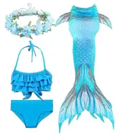 Kids Girls Mermaid Tail Bikini Set Swimwear Swimsuit Swimming Costume Included Garland Headband Color 13 8-9Years