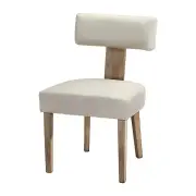 Dining Chairs Set of 4 Linen Fabric Wooden Beige