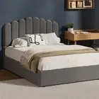 Oikiture Bed Frame Double Size Gas Lift Bed Base With Storage Velvet KLON