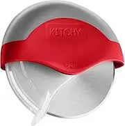 Pizza Cutter Wheel with Protective Blade Cover, Ergonomic Pizza Slicer (Red)