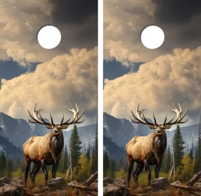 Rocky Mountain Elk Cornhole Board Wrap LAMINATED Decals Vinyl Sticker #4692