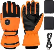 Heated Gloves for Men, Motorcycle Gloves with Heated - Snowboard Gloves - Touch Screen Waterproof Rechargeable Reflective Heated Running Gloves for Winter Driving, Typing, Running
