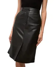 Veronica Beard Maxine Leather Midi Skirt