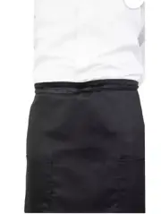 Half Bistro Apron/2 Pack/Food Service/Hotel/ 2 Pocket/ Adjustable/All Black