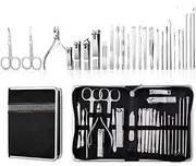 Portable Professional Stainless Steel Nail Clippers Manicure Cutter Scissor Cuticle Nipper Nail Art Tools Home Travel Case Kit,26Pcs,1