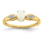 14K Solid Yellow Gold Opal Diamond Ring