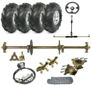 810mm Rear Axle Kit Steering Wheel Assembly 7" Wheels Complete ATV Go kart Trike
