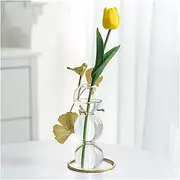 Flower Vase Round Ball Glass Vases with Metal Shelf Creativity Home Table Decoration Crystal Transparent Vase Hand Craft Vase Decoration Home Decor (Color : Transparent 3 Ball L)