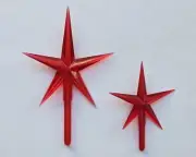 Ceramic Christmas Tree Star Toppers Red Aurora LG 4" x 2 1/2" SM 2 1/2" x 1 5/8"