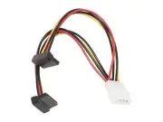 8inch GC8ATA22 4Pin Molex to 2x15pin 90 Degree SATA Power Cable