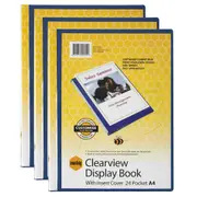 3PK Marbig PP Clearview 24-Page A4 File Display Book Document/Paper Holder Blue