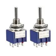 Guitar Latching Toggle Switch DPDT 3 Position 6P ON OFF ON Boat Switch Bule 2pcs
