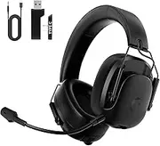 Rumoon Wireless Gaming Headset for PC, PS5, PS4, Switch, Gaming Headset with Detachable Noise Cancelling Mic, 2.4GHz & Bluetooth 5.3 Dual Connection, 7.1 Surround Sound Black