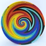 Zulu Wire Basket South Africa Art Handwoven Colorful Fair Trade Bowl Groovy