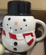Williams Sonoma Snowman Hot Chocolate Mugs with Frother New in Box Snowmen