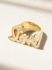[Sydney Evan] Sydney Evan - Love Script 14-karat Gold Diamond Ring - 3 3 Gold